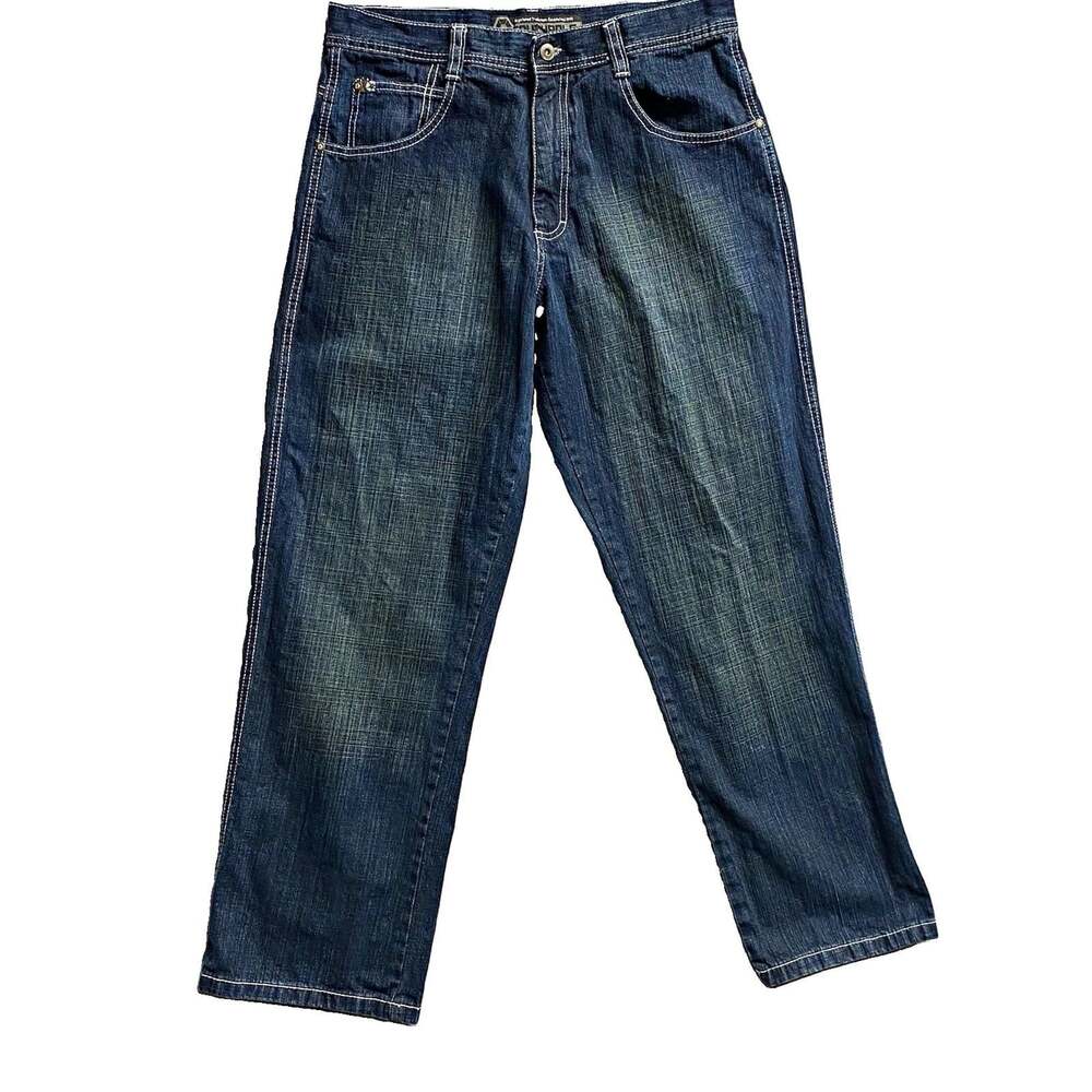 Vtg Southpole Baggy Jeans Mens 34x30 Y2K Skater Blue Dark Wash Contrast Stitch